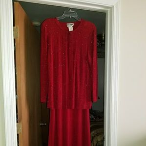 Two Piece Red Dress and Shimmering Jacket